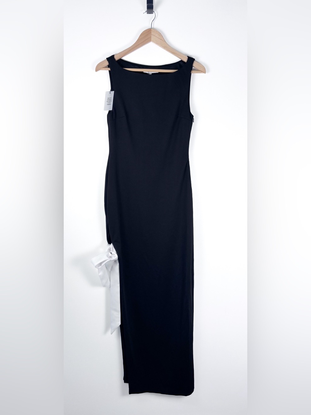 More To Come Revolve Riona Black Side Slit Bow Sleeveless Maxi Dress Medium NWT - Picture 4 of 11